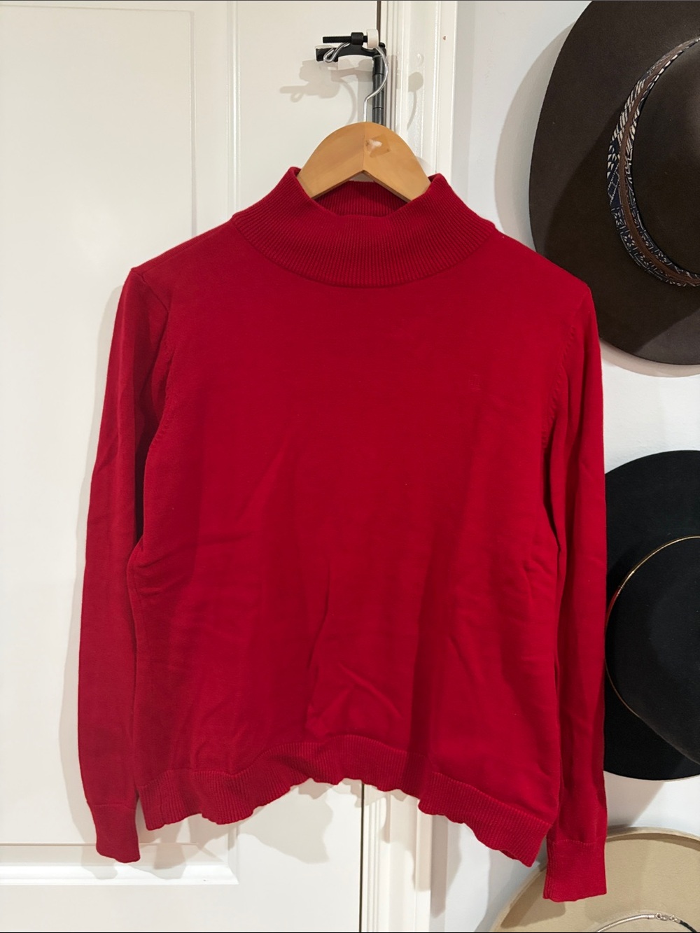 Ralph Lauren Red Mocked Neck Sweater, 100% Cotton